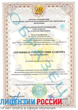 Образец сертификата соответствия аудитора Образец сертификата соответствия аудитора №ST.RU.EXP.00014299-2 Балабаново Сертификат ISO 14001